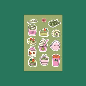 Tablero de pegatinas mate matcha A6 - Pegatinas para diario, scrapbooking, diario basura, bullet journal - pegatinas, lindas