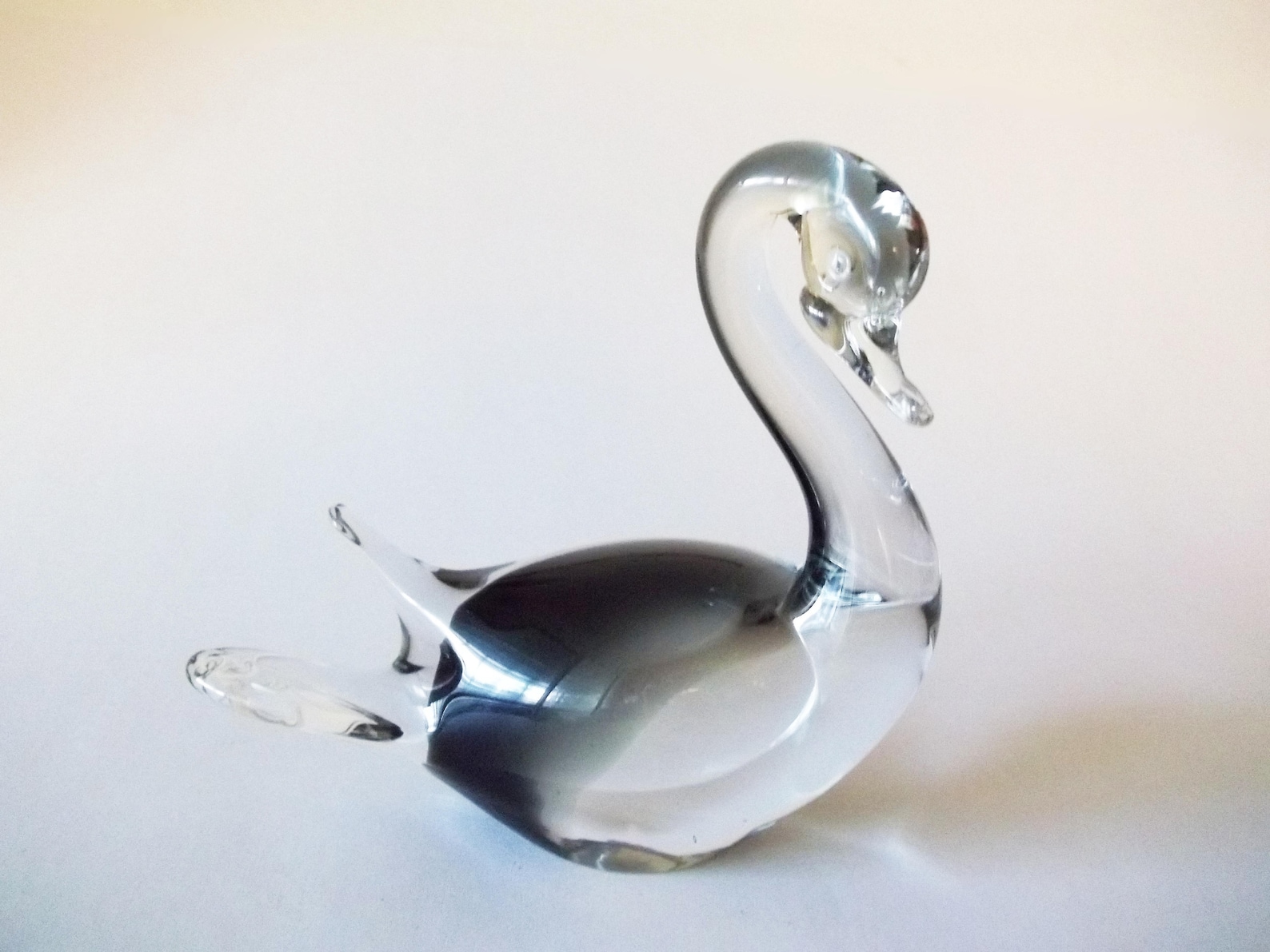 Art Glass Swan Figurines Vintage Hand Blown Midcentury Etsy