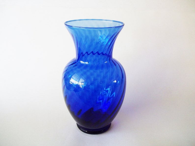 Illusions Cobalt Blue Swirl 9 Vase Indiana Glass Etsy
