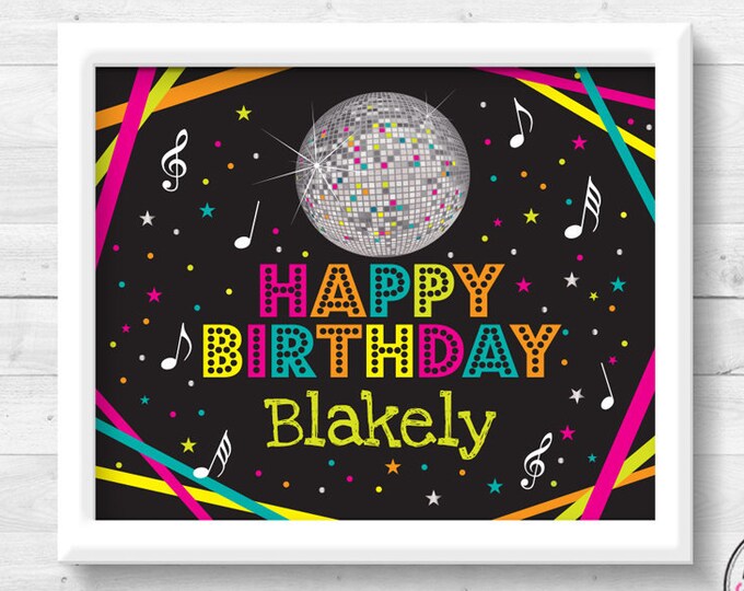 Dance Party Printable Sign DIY Printable Happy Birthday Party Sign ...