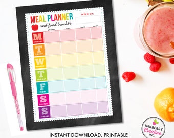 Printable Meal Planner and Food Tracker, Instant Download, PDF, Weekly Meal Planning, Food Tracking, Daily Meals Food Tracker, Food Journal