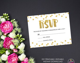 Gold Confetti Printable Editable Tent Card Place Card Food | Etsy
