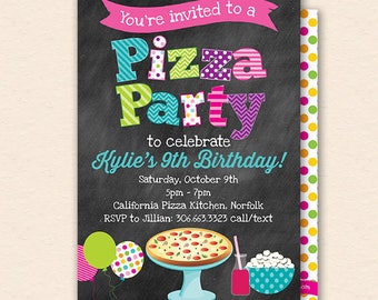 pizza party invite etsy
