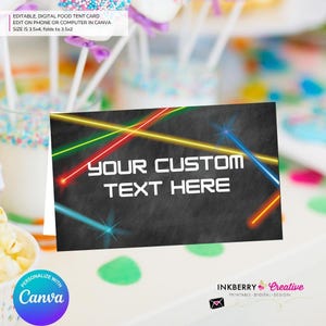 Game On Arcade Printable Food Buffet Tent Cards - Arcade Bowling Pizza Birthday Party Food Table Cards Instant Download, Editable in Canva