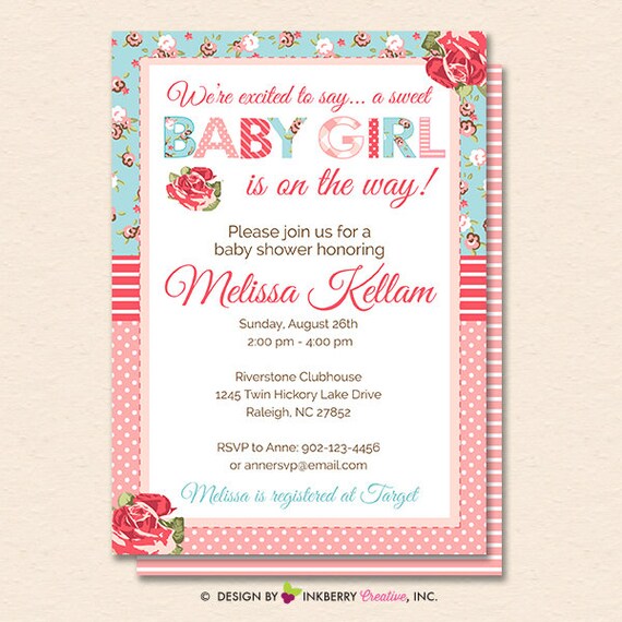 Shabby Chic Baby Shower Invitation - Shabby Chic Shower Invite - Vintage Floral Baby Shower - Printable, Instant Download, Editable, PDF Il_570xn
