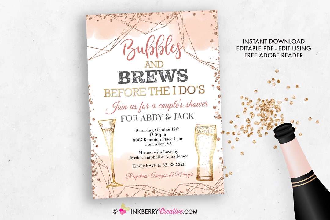 Bubbles and Brews Before the I Do's Bridal Shower Invitation, Beer