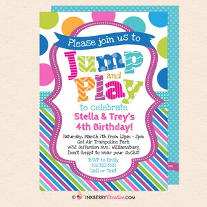 Jump and Play Bounce Party Invitation - Trampoline, Bounce House, Bouncy Jump Party Invite - Printable, Instant Download, Editable, PDF