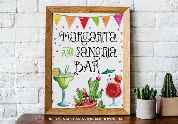 Margarita and Sangria Bar Sign, Printable, Fiesta, Bridal Shower, Baby Shower, Printable Signs, 8x10 PDF, Instant Download, Digital File Il_570xn