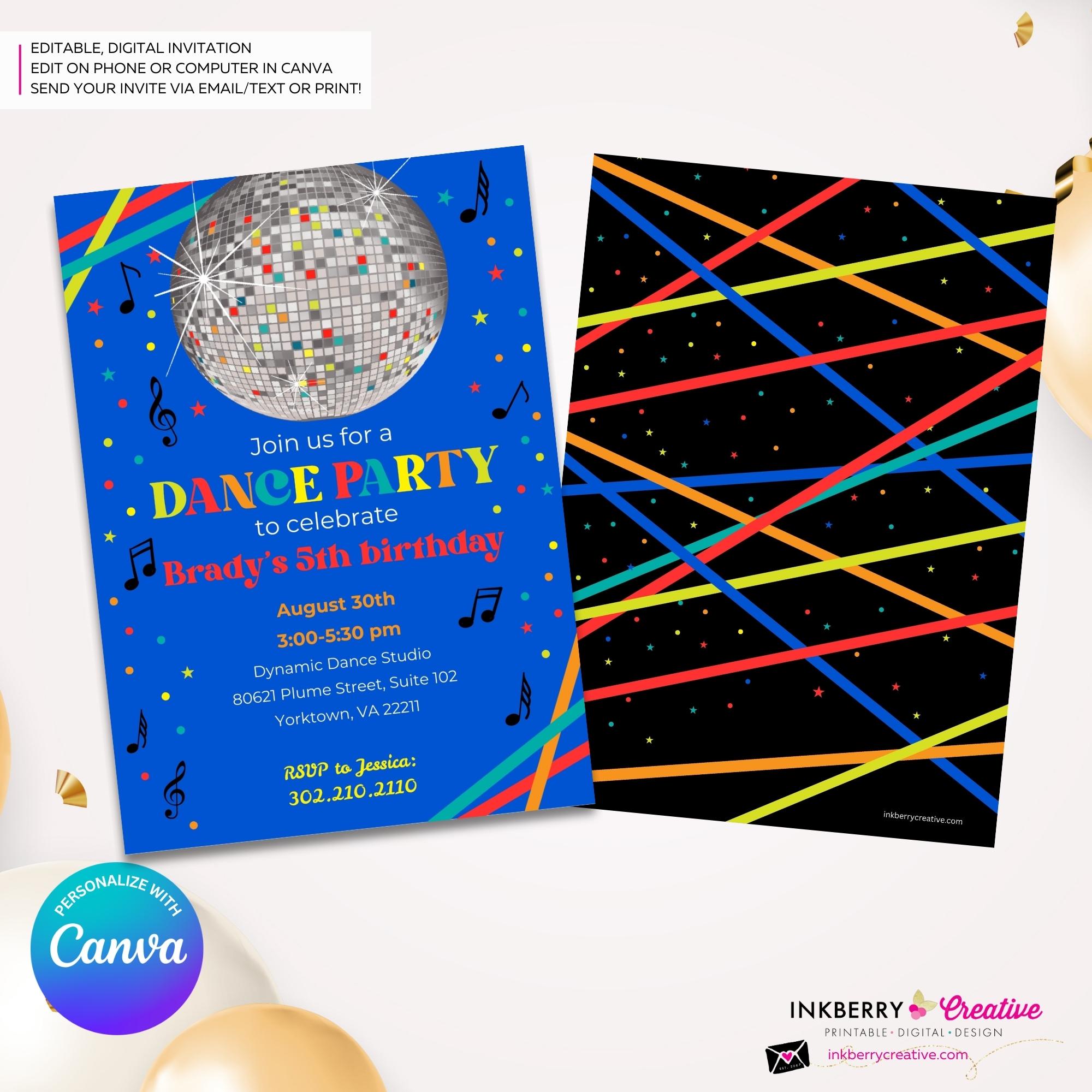 Neon Glow Dance Party Invitation (boys Blue) - Printable, Instant ...