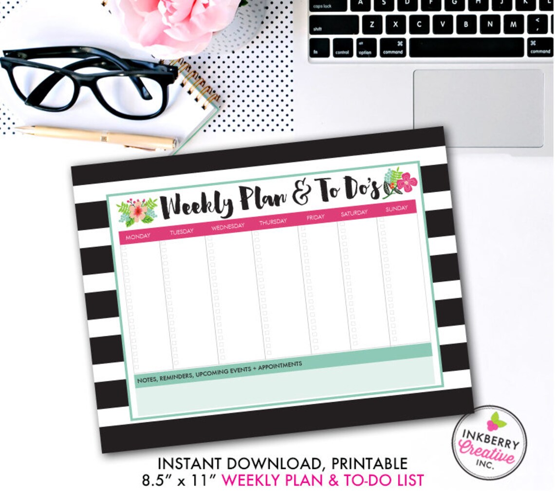 Printable Weekly Planner and to Do List - Instant Download, PDF ...