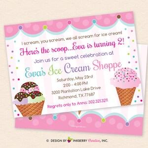 Ice Cream Shoppe Birthday Party Invitation - Ice Cream Birthday Invite - Ice Cream Party - Printable, Instant Download, Editable, PDF