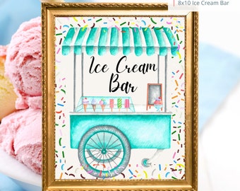 Printable Ice Cream Bar Sign, Wedding Sign, Bridal Baby Shower Birthday Party Ice Cream Bar Sign 8x10, PDF, Instant Download, Digital File