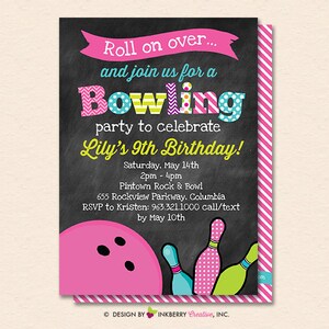 Lot De 12 Cartes D'Invitation Anniversaire Thème Bowling - Avec Enveloppes Et Autocollants