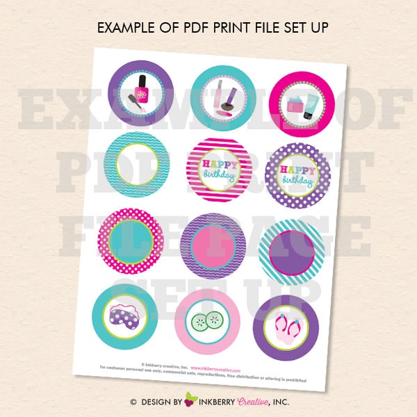Spa Birthday Party Printable Cupcake Toppers Instant | Etsy