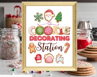 Printable Christmas Cookie Decorating Sign, Christmas Party Holiday Kids Sugar Cookie Decorating Station 8x10 Instant Download, Digital File