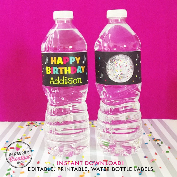 Dance Party Printable Water Bottle Labels - INSTANT DOWNLOAD - Digital ...