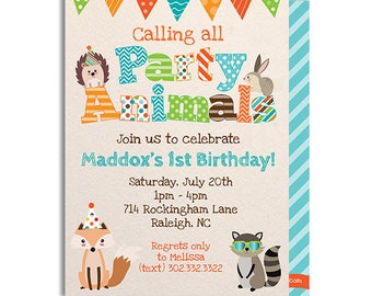 Woodland Animal Birthday Party Invitation - Animal Party Invitation - Fox Party Invite - Printable, Instant Download, Editable, PDF