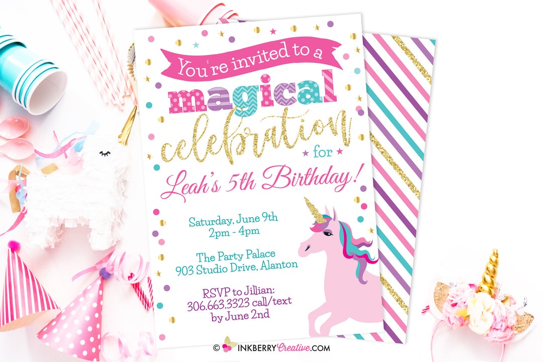 Barbie Poster Printable Barbie Unicornio Editable Unicorn Party - Main Image