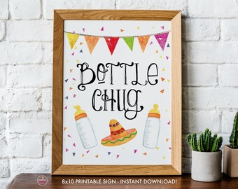 Printable Bottle Chug Game Sign, DIY Fiesta Baby Shower, Printable Game, Bottle Chug Shower Game, 8x10 PDF Instant Download, Digital File