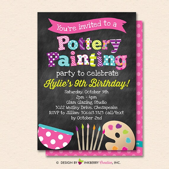Pottery Painting Invitation - Pottery Painting Invite - Pottery Painting Party - Chalkboard - Printable, Instant Download, Editable, PDF Il_570xn
