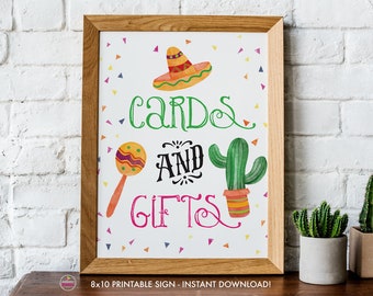 Printable Cards and Gifts Sign, DIY Fiesta Bridal Shower Printable Signs, 8x10, PDF, Instant Download, Mexican Fiesta Taco Cards and Gifts