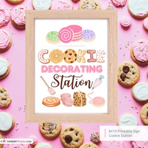 Druckbare Cookie Dekorieren Station Schild, Kinder backen Geburtstag Zuckerplätzchen Dekorieren Station 8x10 sofort Download, digitale Datei