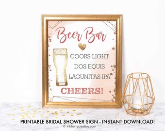 Printable, Editable, Beer Bar Sign, Bubbles Brews Bridal Couples Shower, Beer Bar Menu Signs, 8x10, Instant Download, DIY, Digital File