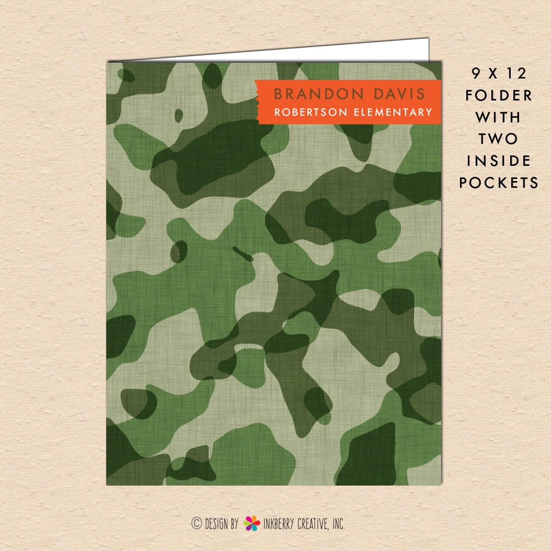 Cool Camouflage Kids Personalized Custom Pocket Folder Etsy