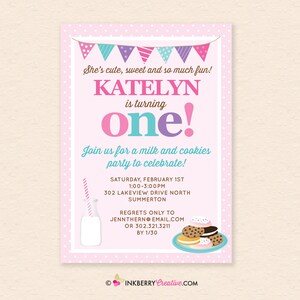Milk and Cookies Birthday Party Invitation - Printable -Instant Download Edit in Adobe Reader - 1st Birthday - Chocolate Chip Cookie Party