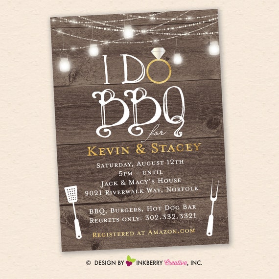 I Do BBQ Couples Coed Bridal Shower Invitation, Backyard Barbecue