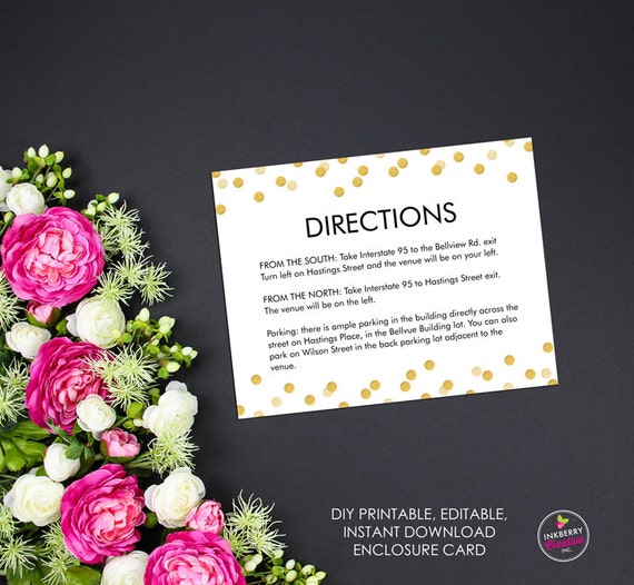 Gold Confetti Printable Blank, Editable, Enclosure Card - Instant Download, Editable PDF File, Print Your Own Il_570xn