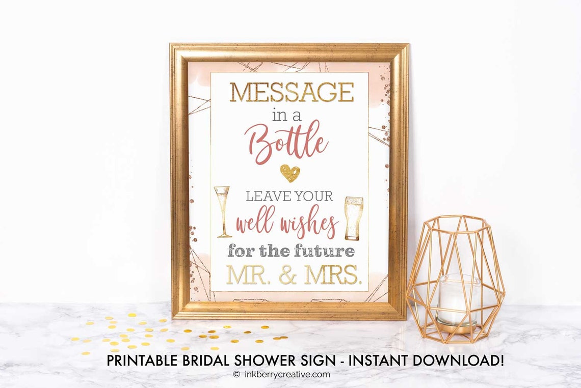 Printable Message in a Bottle Sign Bubbles Brews Bridal - Etsy