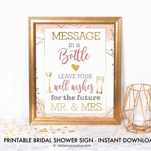 Message imprimable dans un signe de bouteille, Bubbles Brews Bridal Couples Shower Printables, Well Wishes, 8x10, Téléchargement instantané, DIY, Fichier numérique
