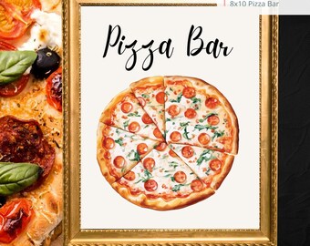 Printable Pizza Bar Sign, Wedding Sign, Bridal Baby Shower Birthday Party Pizza Bar Sign 8x10, PDF, Instant Download, Digital File