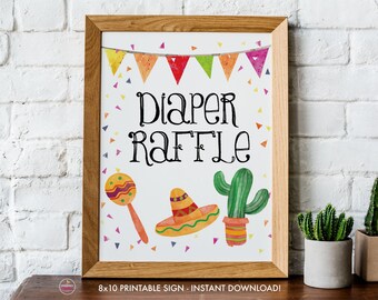 Printable Diaper Raffle Sign, DIY Fiesta Baby Shower, Baby Shower, Printable Signs, 8x10 Instant Download, Diaper Raffle Game, Digital File