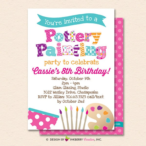 Pottery Painting Invitation - Pottery Painting Invite - Pottery Painting Party - Printable, Instant Download, Editable, PDF