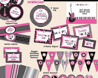 Little Rockstar Girl Birthday Party - DIY/Printable Complete Party Pack - INSTANT DOWNLOAD!