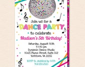 Dance Party Invitation - Dance Party Invite - Neon Glow Dance Party Invitation - Disco Ball - Printable, Instant Download, Editable, PDF Il_170x135