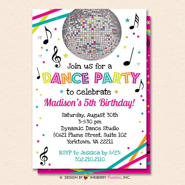 Dance Party Invitation - Dance Party Invite - Neon Glow Dance Party Invitation - Disco Ball - Printable, Instant Download, Editable, PDF