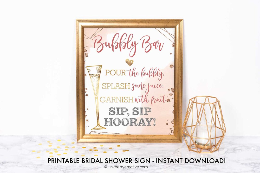 Printable Bubbly Bar Sign, Bubbles Brews Bridal Couples Shower ...