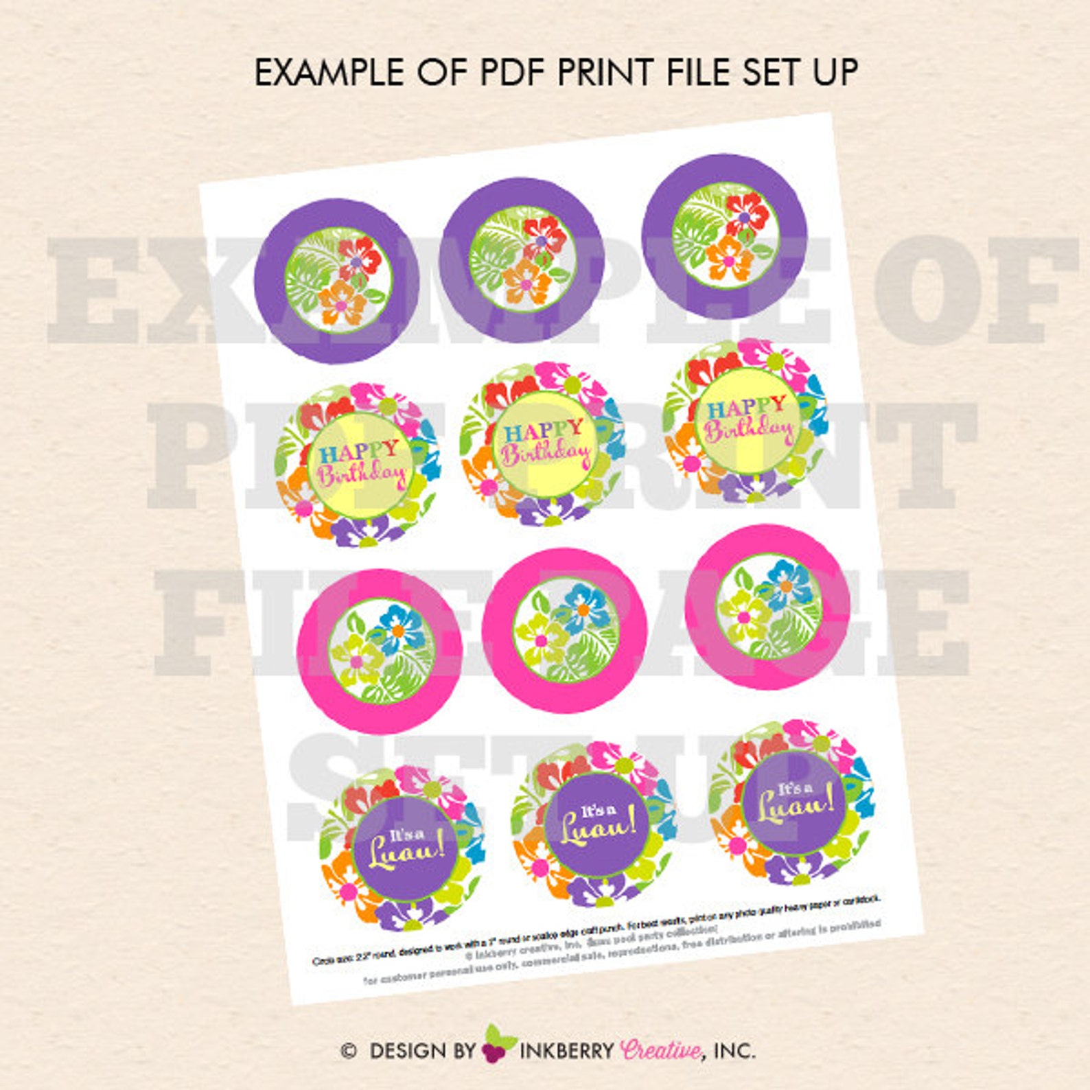 Luau Birthday Party Printable 2 Inch Round Cupcake Toppers - Etsy