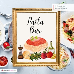 Printable Pasta Bar Sign, Wedding Sign, Bridal Baby Shower Birthday Party Pasta Bar Sign 8x10, PDF, Instant Download, Digital File