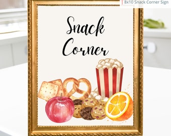 Printable Snack Corner Sign, Wedding Sign, Bridal Baby Shower Birthday Party Snack Corner Sign 8x10, PDF, Instant Download, Digital File