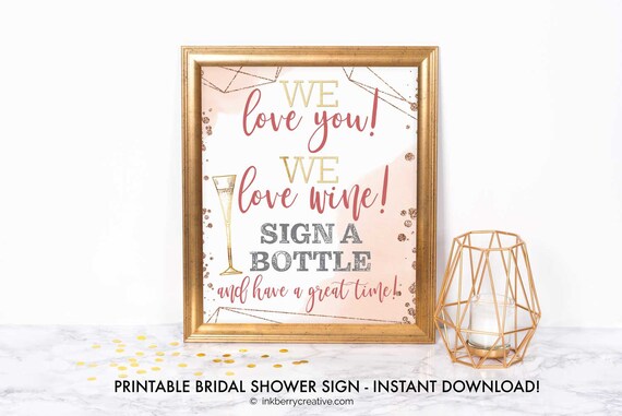 Printable Sign a Bottle of Wine Sign Bubbles Brews Bridal | Etsy