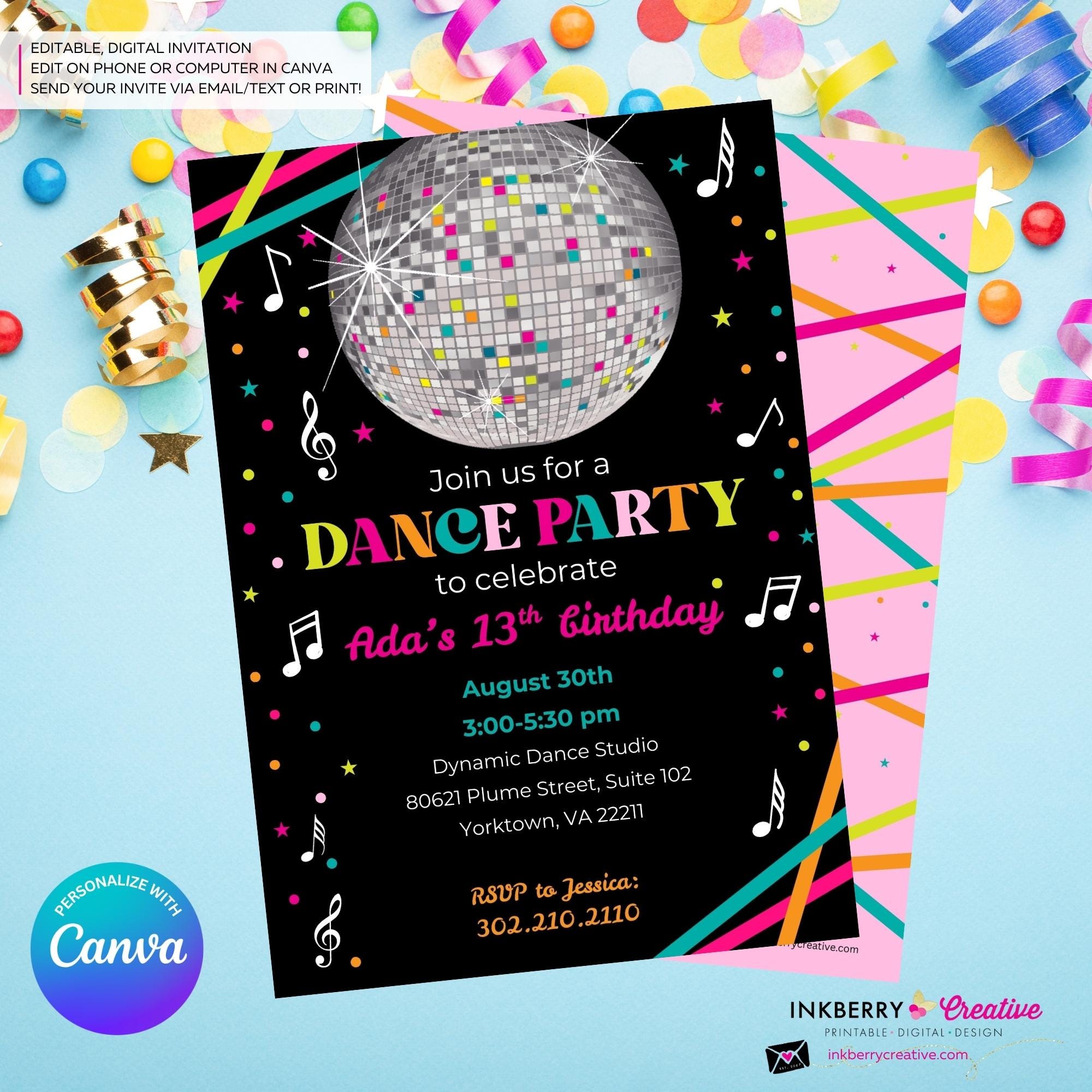 Dance Party Invitation Background
