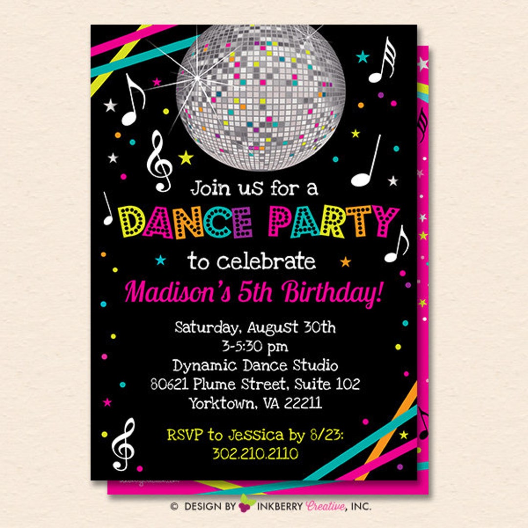 dance-party-invitation-dance-party-invite-neon-glow-dance-party-invitation-disco-ball-printable-instant-download-editable-pdf-etsy