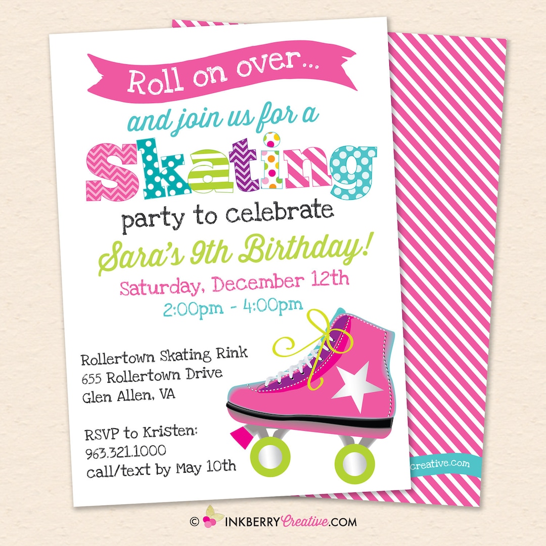 Roller Skating Birthday Party Invitation Roller Skate, Rollerskating, Girls Skate Party Invite, Printable, Instant Download, Editable, PDF - Etsy roller-skating-birthday-party-invitation-roller-skate-rollerskating-girls-skate-party-invite-printable-instant-download-editable-pdf-etsy