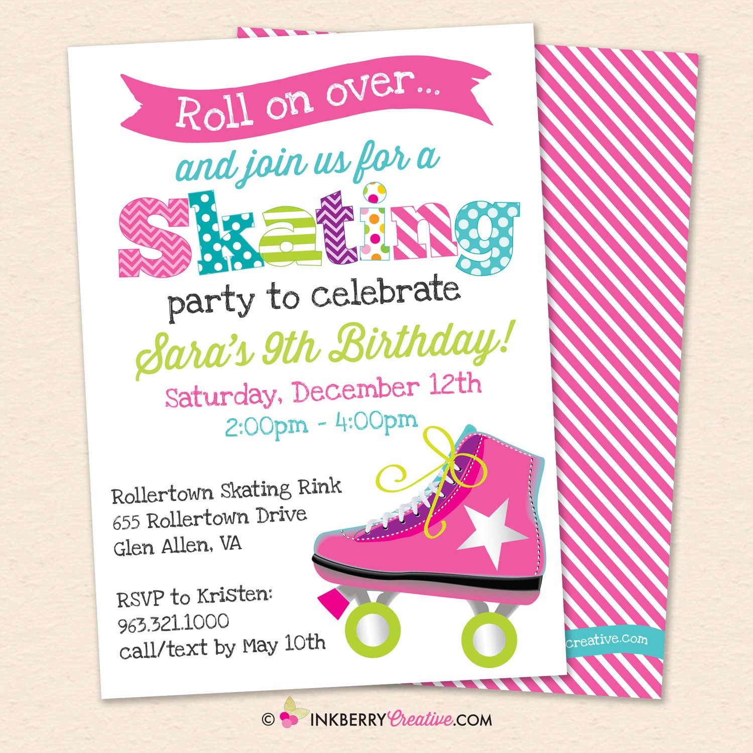 Roller Skating Birthday Party Invitation Roller Skate Etsy México