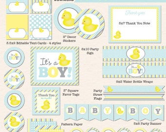 Little Rubber Duck Baby Shower Printable Party - Instant Download PDF File