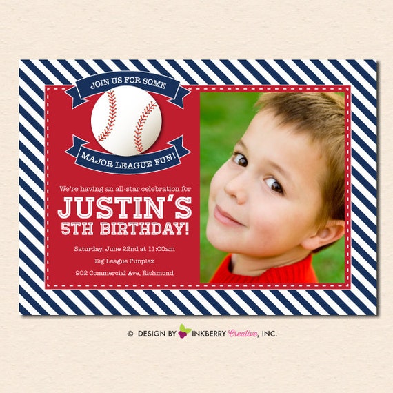 Major League Fun - Baseball Birthday Party Invitation (Digital, Printable File OR Printed Cardstock Cards) Il_570xn